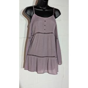 Staring at Stars Cold Shoulder Bell Sleeve Peasant Tunic Top Blouse Purple Small